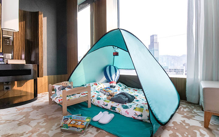In-suite tent experience with harbour view