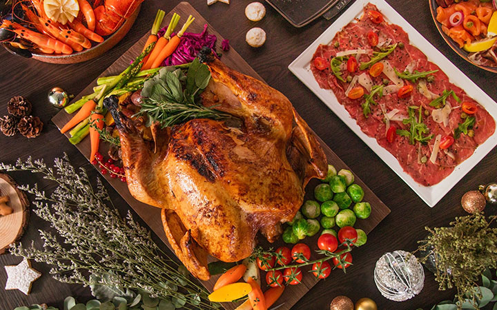 succulent, Oven-roasted Turkey with Tender Glazed Chestnuts and Apple Stuffing