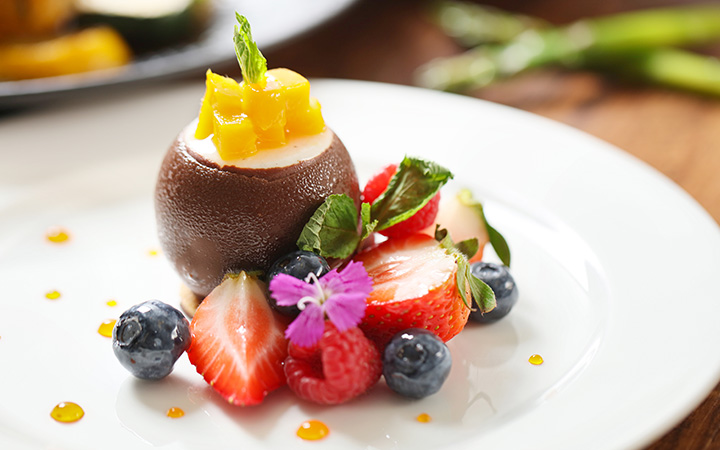 Coconut Mousse with Passion Mango Compote