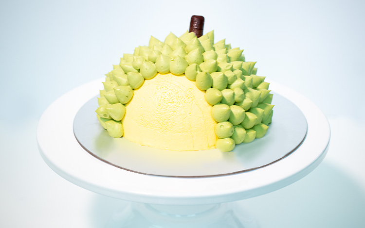 Durian Mango Cheese Cake with Green Tea