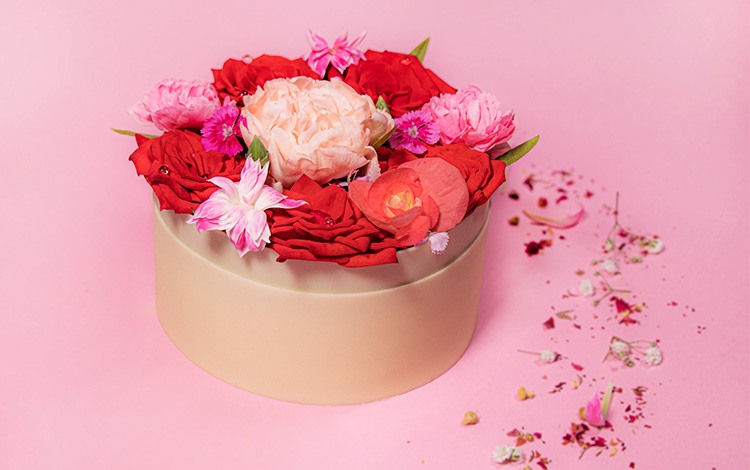 Pink Fantasy Chocolate Flower Box Cake (1 lb)