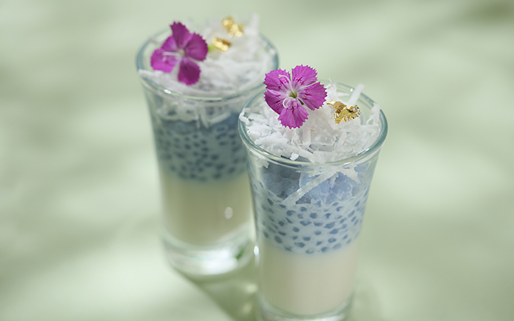 榴槤椰子蝶豆花西米杯